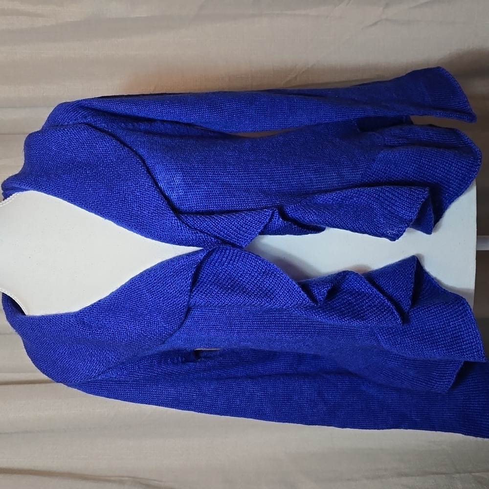 Chico's Ruffle Roxie Cocoon Open Front Cardigan